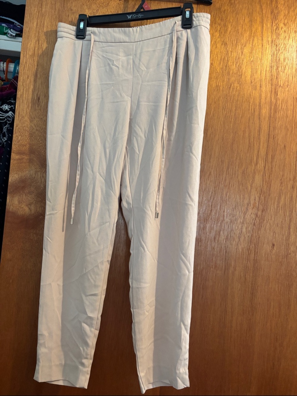 Zara Light Beige Drawstring Trousers